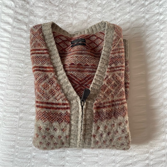 AllSaints Zip-up Cardigan Shetland Wool Sweater, Grandpa-core - Picture 3 of 6